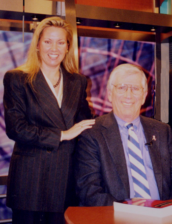 author at TV studio with host, Lee Leonard